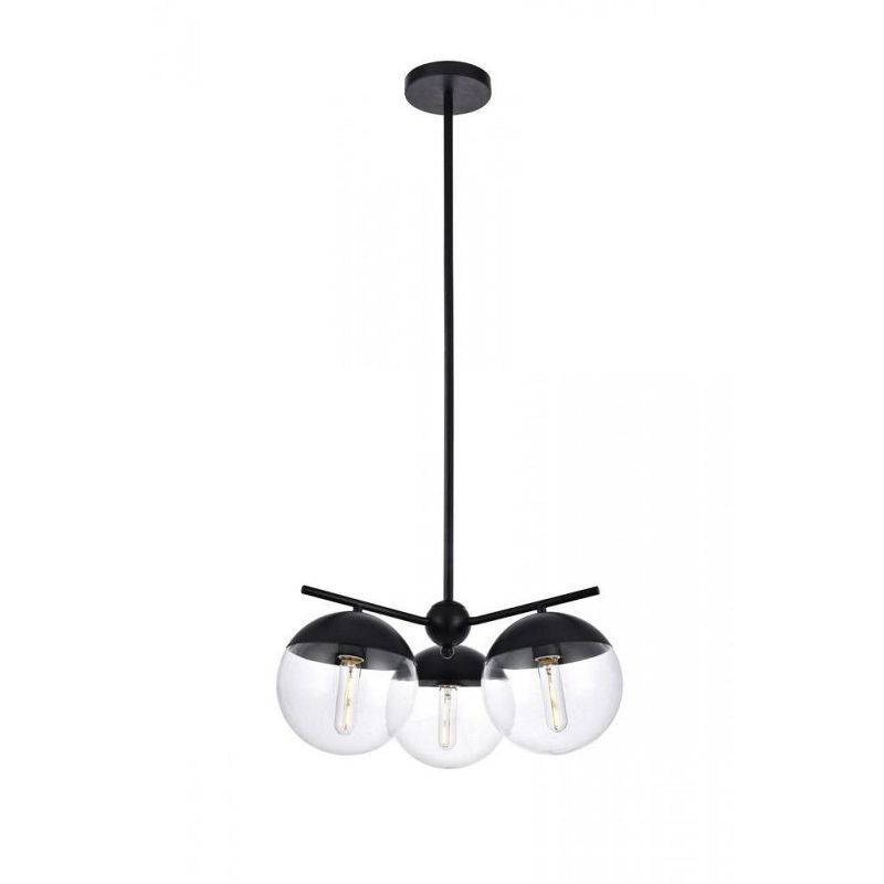 Eclipse Black and Clear Glass 3-Light Pendant