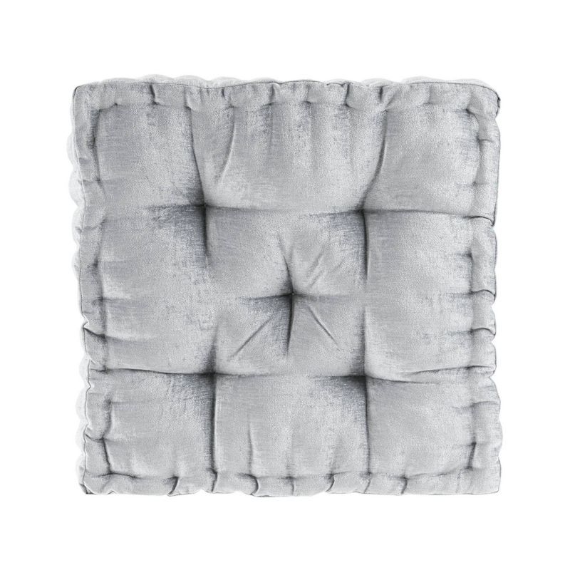 20" Gray Chenille Tufted Square Floor Pillow Set