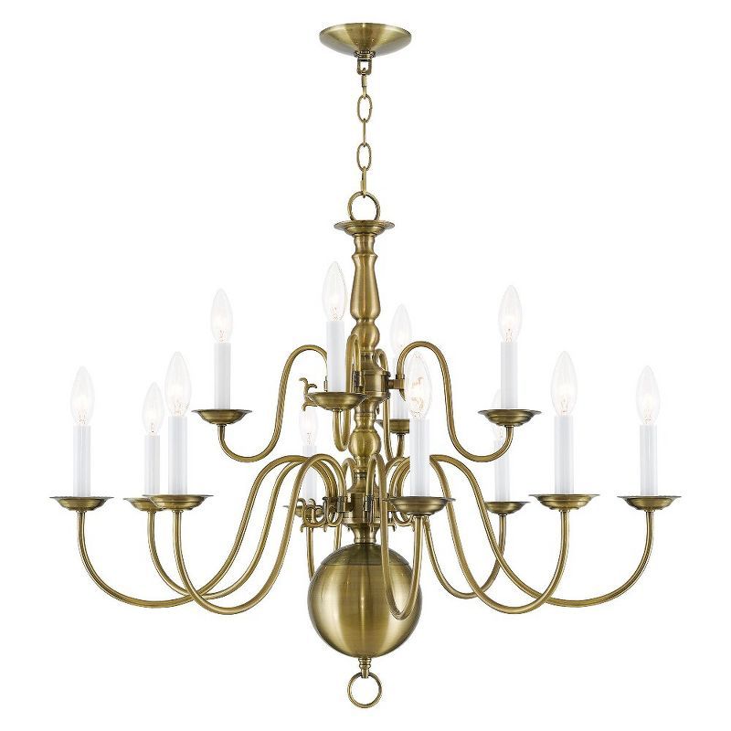 Antique Brass 12-Light Traditional Candle Chandelier