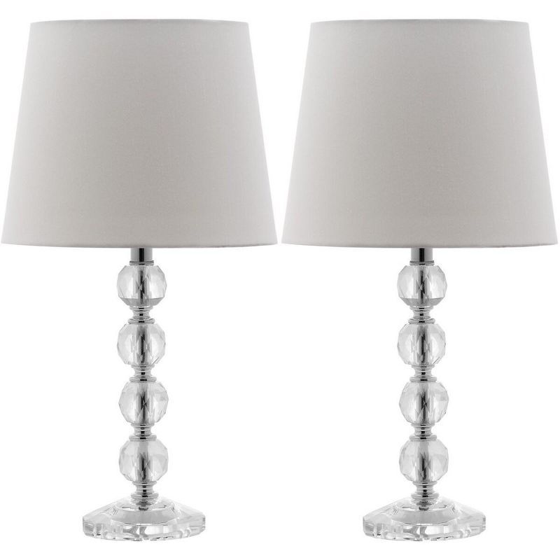 Nola 16" Clear Crystal Ball Table Lamp Set with White Shades