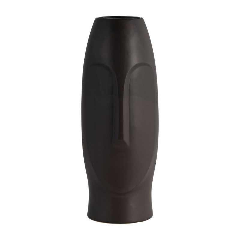 14" Black Ceramic Face Design Table Vase