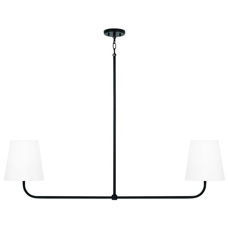 Brody Minimalist Matte Black Linear Pendant Chandelier with White Fabric Shades