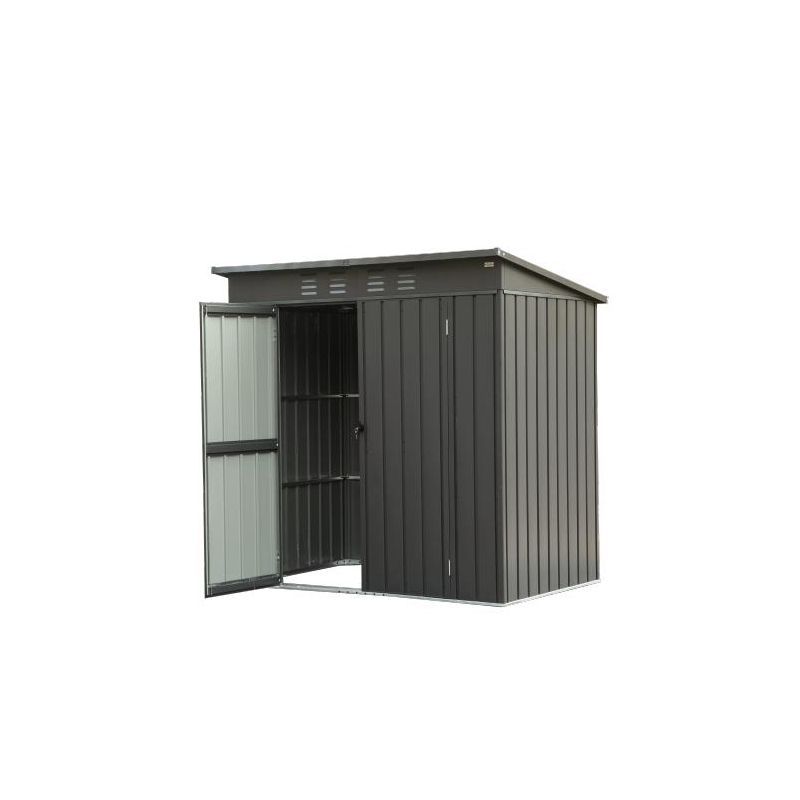 5'x3' Black Galvanized Steel Outdoor Storage Shed with Air Vents