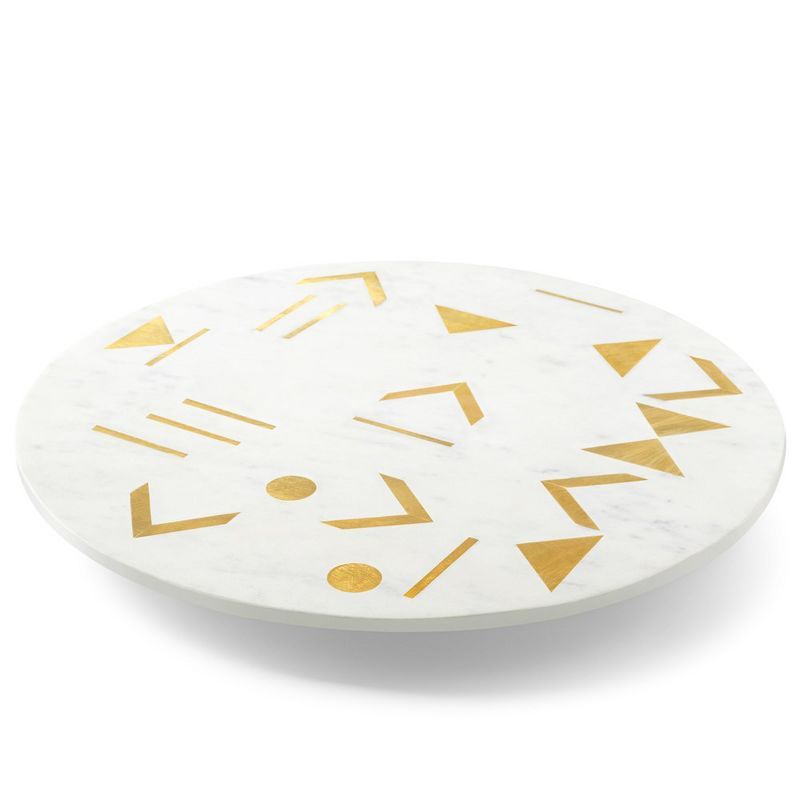 Olympia White Marble and Gold Lazy Susan 16"