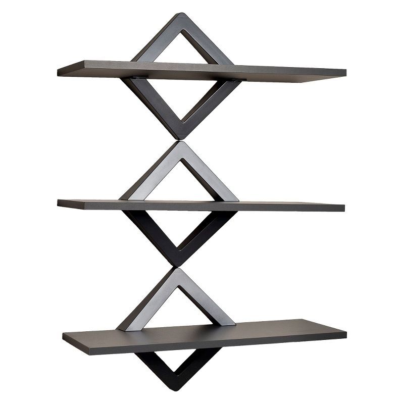 Gray Three Tier Diamond Floating Wall Shelving Unit