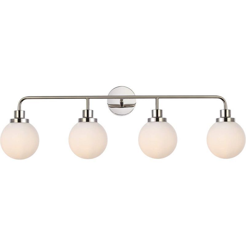 Elegant Polished Nickel 4-Light Bath Sconce with Frosted Opal Shade