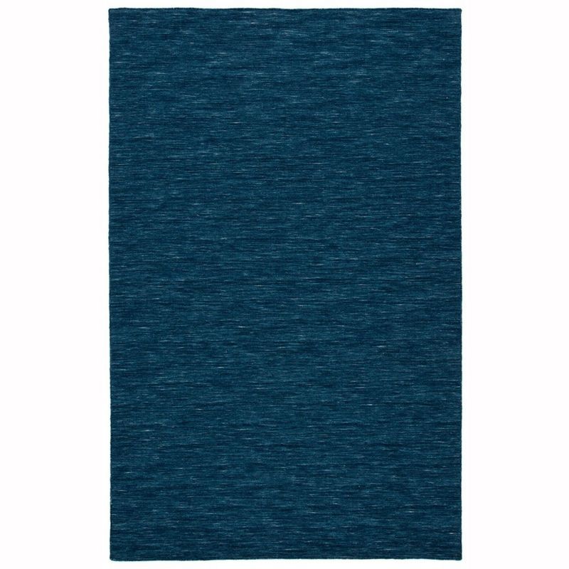 Handmade Navy Blue Wool and Cotton Flat Woven Rug, 4' x 6'