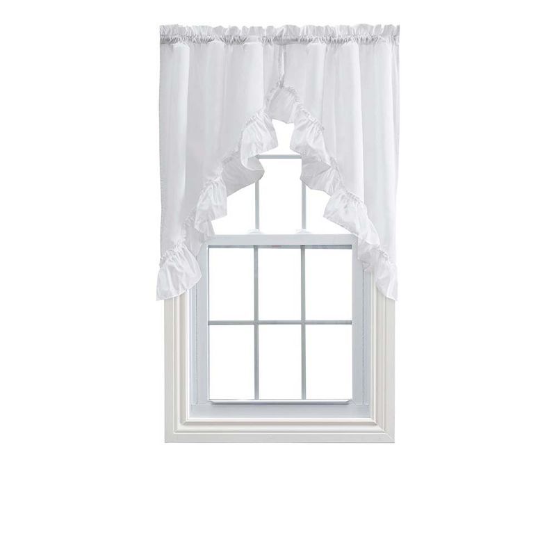 Stacey White Ruffled Rod Pocket Swag Valance