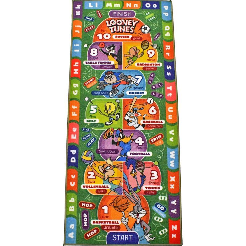 Looney Tunes Educational Hopscotch Kids Rug with ABCs and Numbers