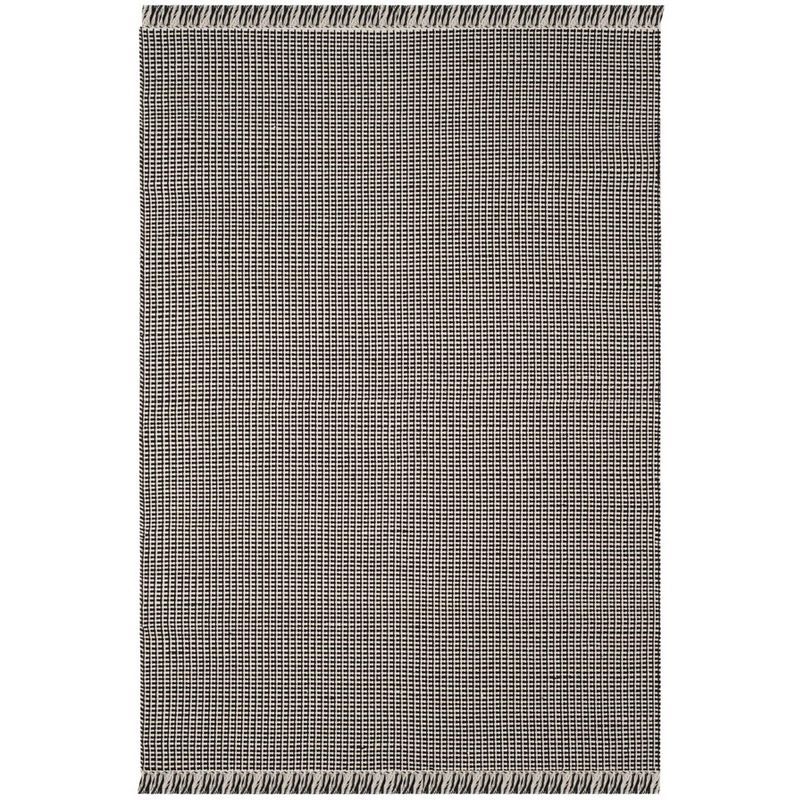Ivory & Black Handwoven Cotton 4' x 6' Flat Weave Area Rug