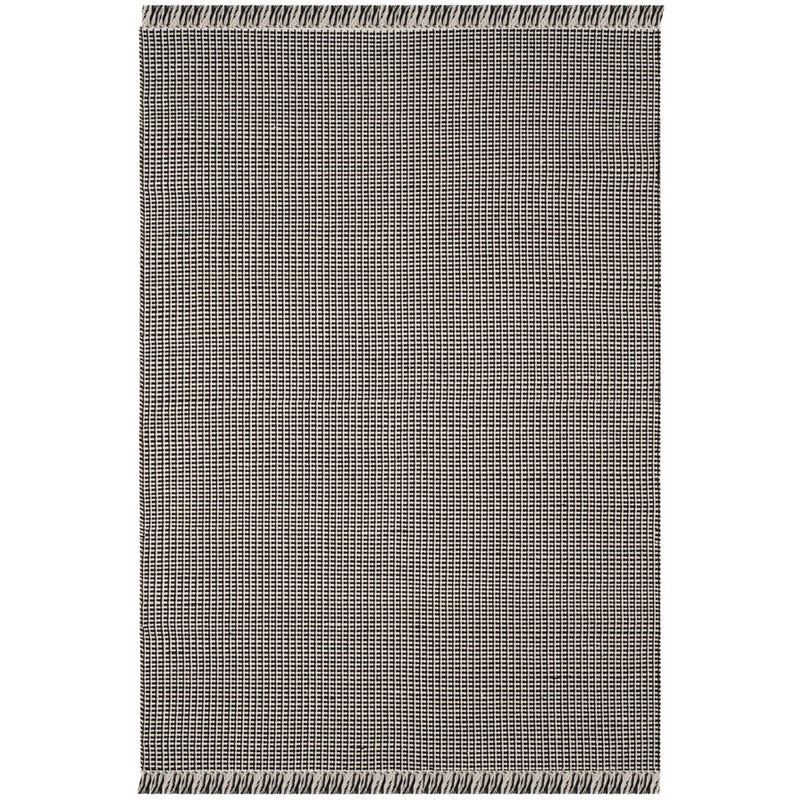 Ivory & Black Handwoven Cotton 4' x 6' Flat Weave Area Rug