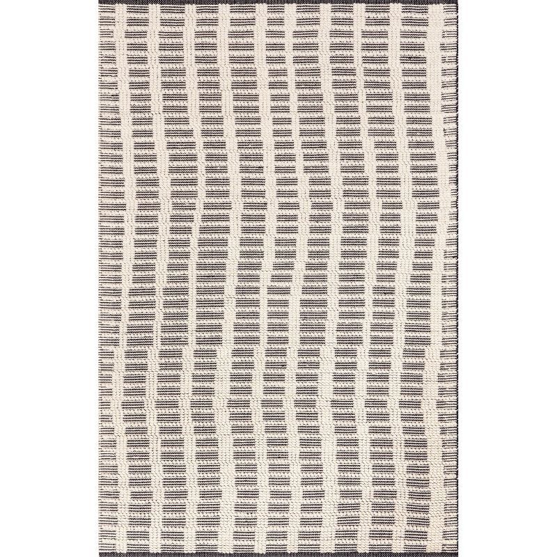 Handmade Black and Gray Wool Stripe 6' x 9' Area Rug