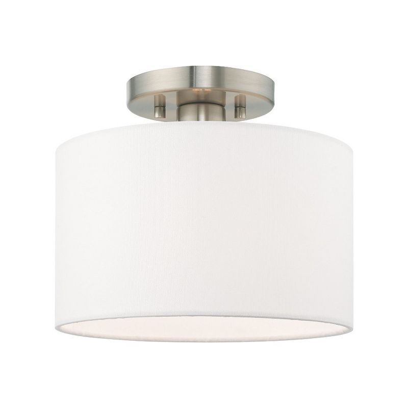 Clark 10" Indoor/Outdoor Brushed Nickel Drum Ceiling Light