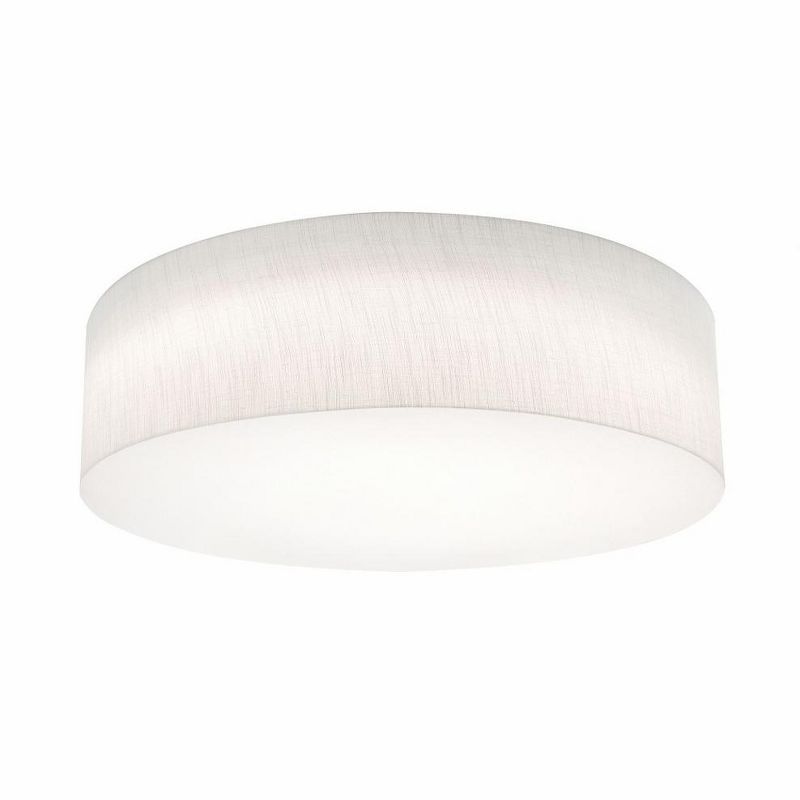 Anton Linen White 24" Modern Drum Flush Mount Light