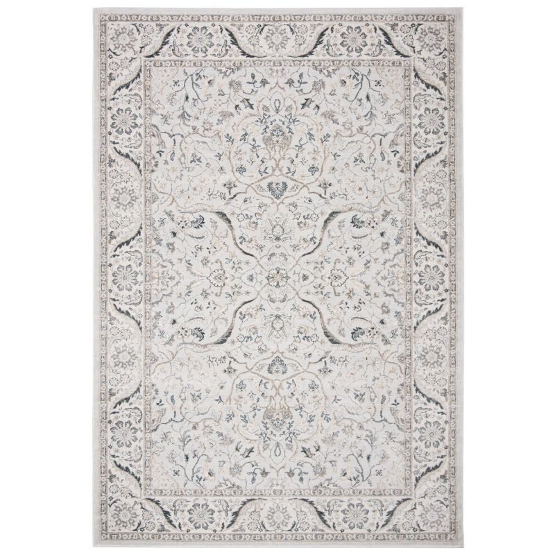 Light Grey and Cream Hand-knotted Synthetic Area Rug