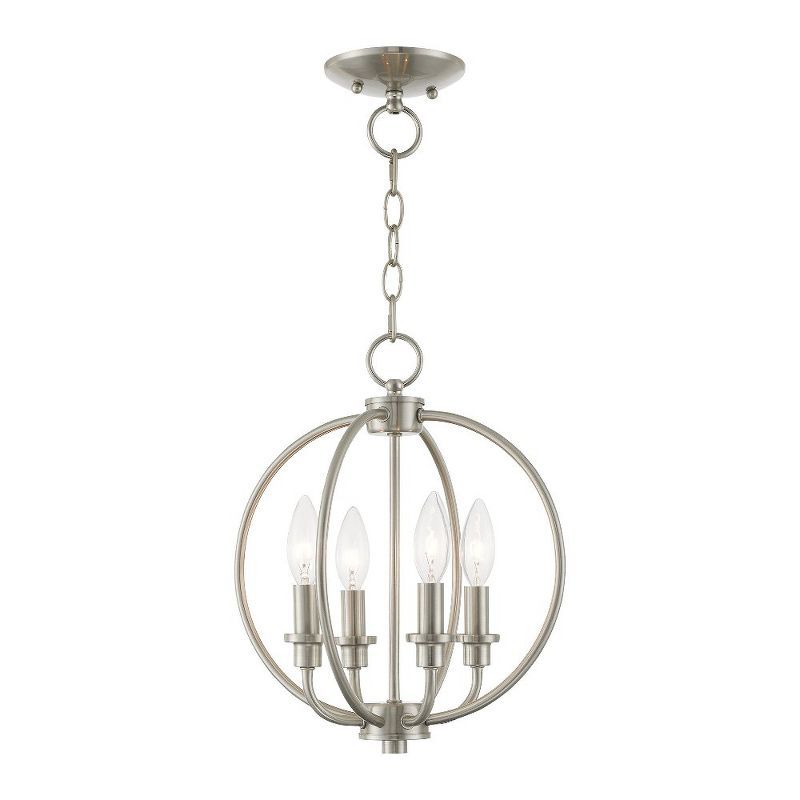 Elegant Mini 4-Light Brushed Nickel Candle Chandelier