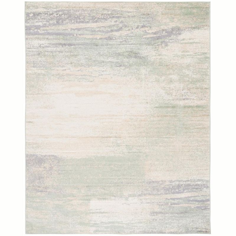 Handmade White Abstract Synthetic Area Rug, 8' x 10'