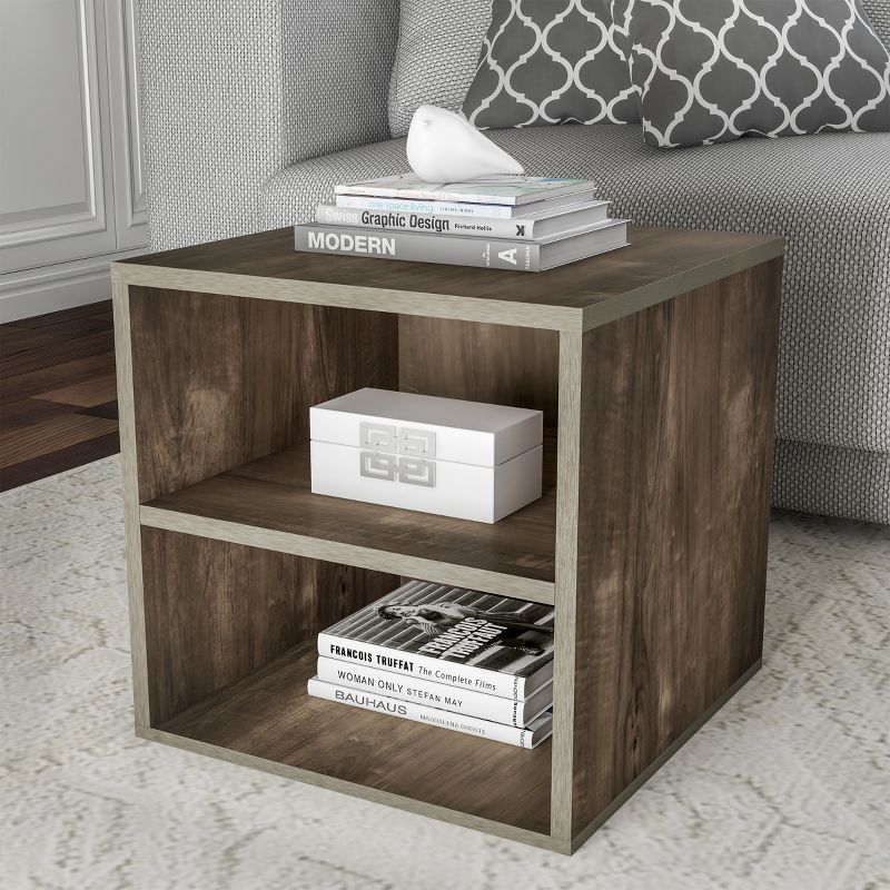 Hasting Home Rustic Wood Stackable Cube End Table