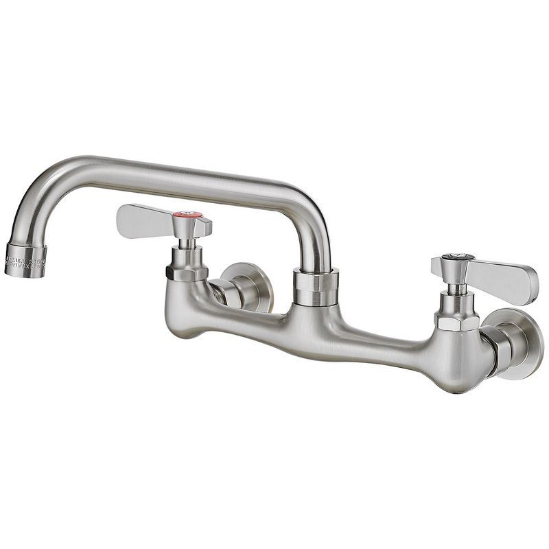 Nickel Double Handle Wall-Mount Low-Arc Kitchen Faucet