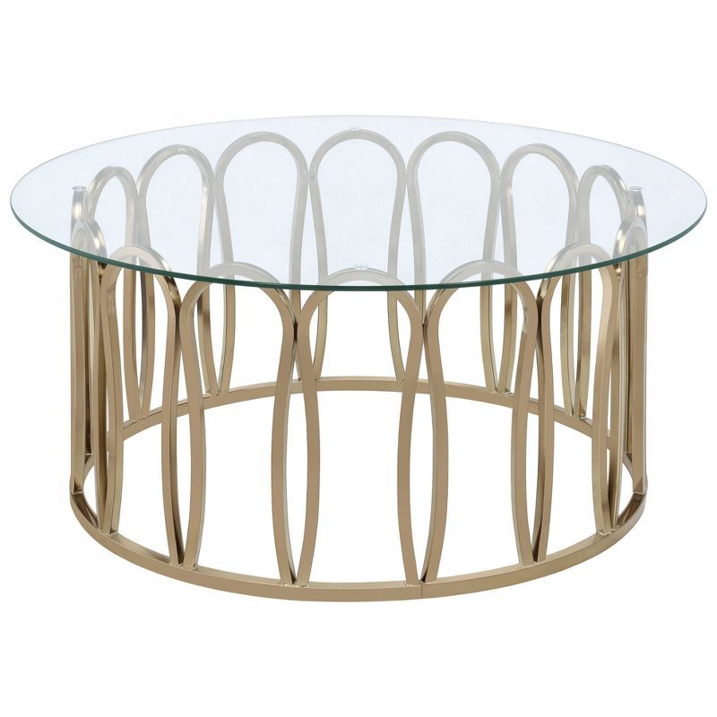 Gold and Glass Round Contemporary Coffee Table