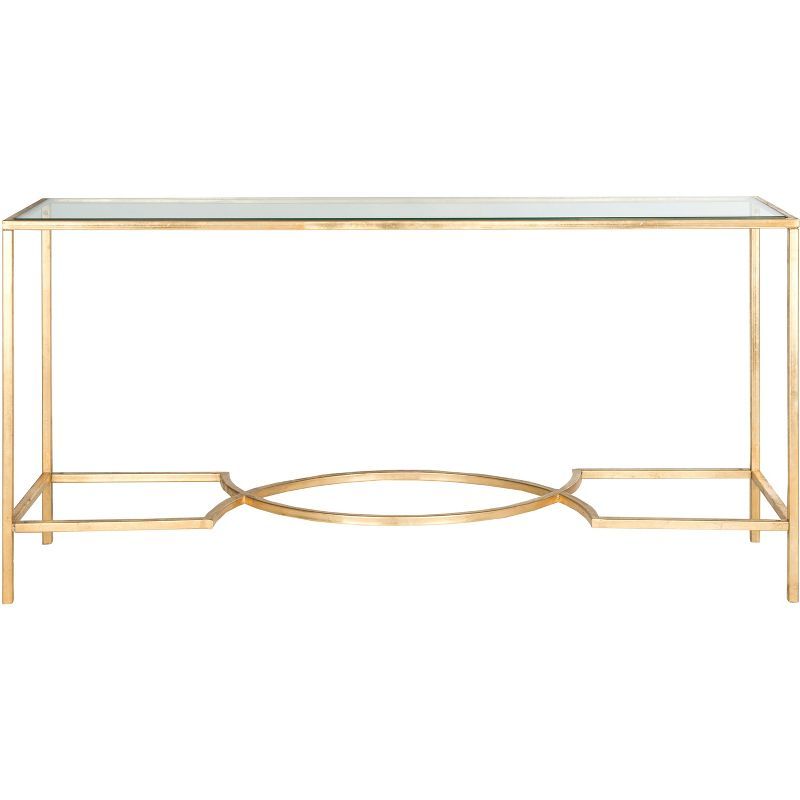 Inga 63" Gold and Glass Rectangular Console Table