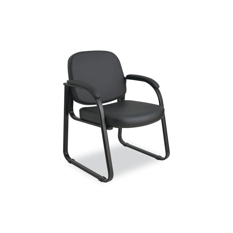 Black Fabric and Metal Sled Base Guest Chair