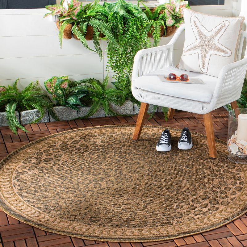 Natural and Gold 4' Square Synthetic Indoor/Outdoor Area Rug