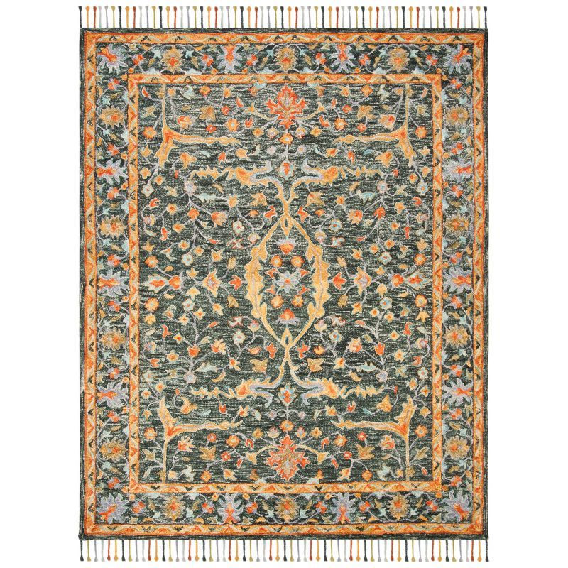 Handmade Tufted Blue Floral Wool Area Rug 8' x 10'