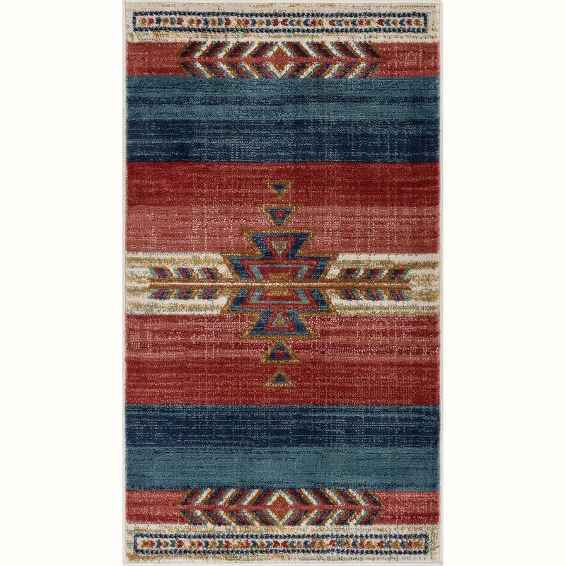 Crimson Southwestern Medallion Synthetic Reversible Rug