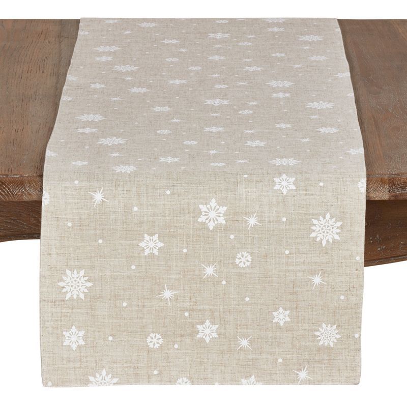 Natural Beige Snowflake Christmas Table Runner