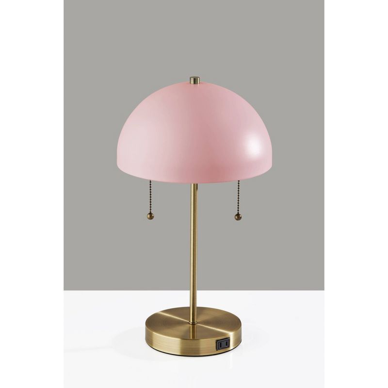 Light Pink and Brass Mid-Century Modern Table Lamp