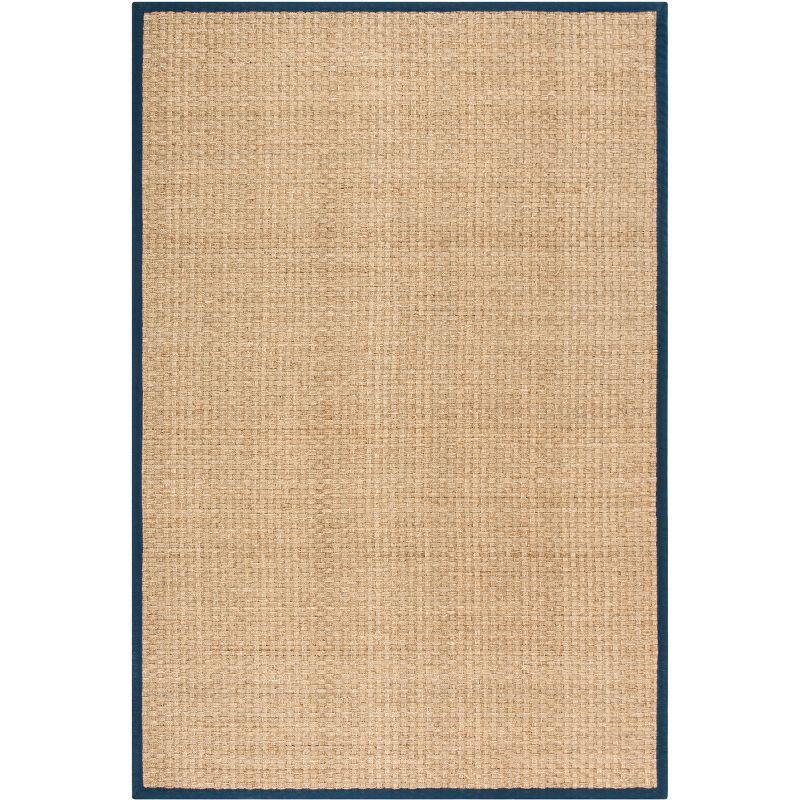 Natural Blue Handmade Cotton Area Rug, 6' x 9'