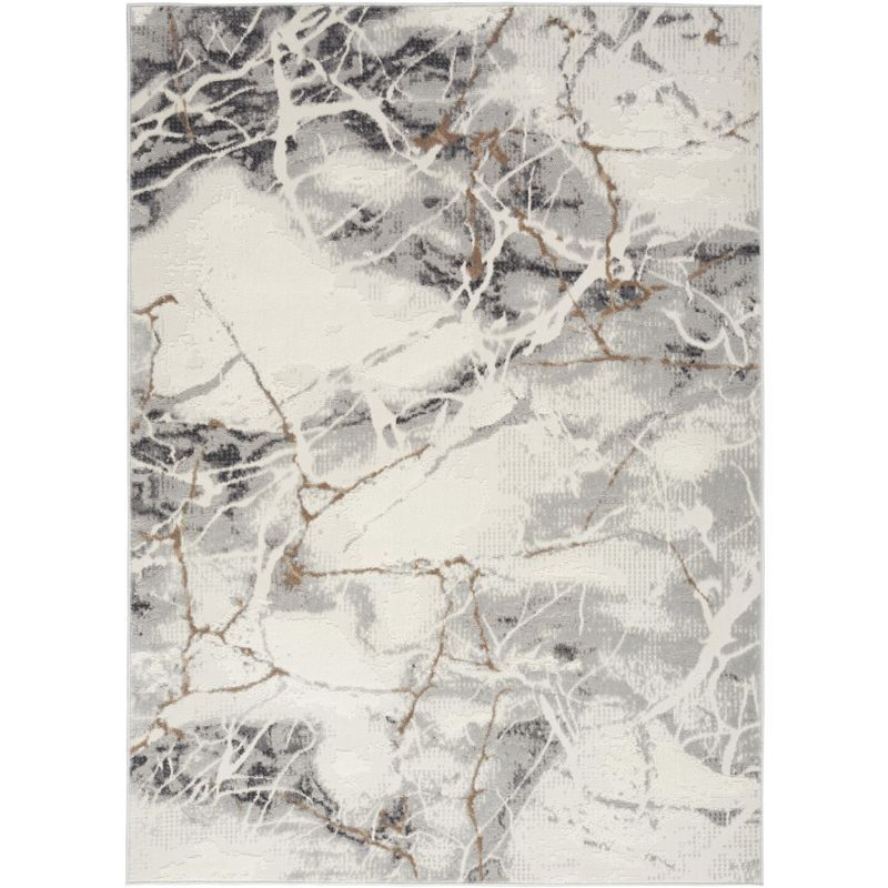 Elation Ivory Abstract 5' x 7' Soft Synthetic Area Rug