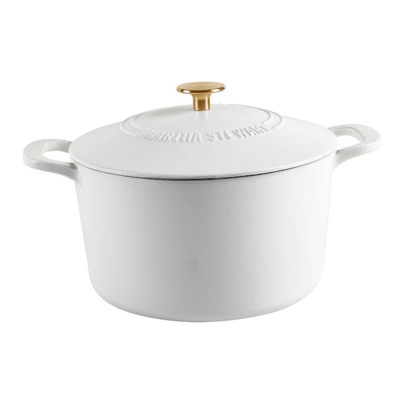 Matte White 7qt Enameled Cast Iron Dutch Oven with Stainless Steel Knob