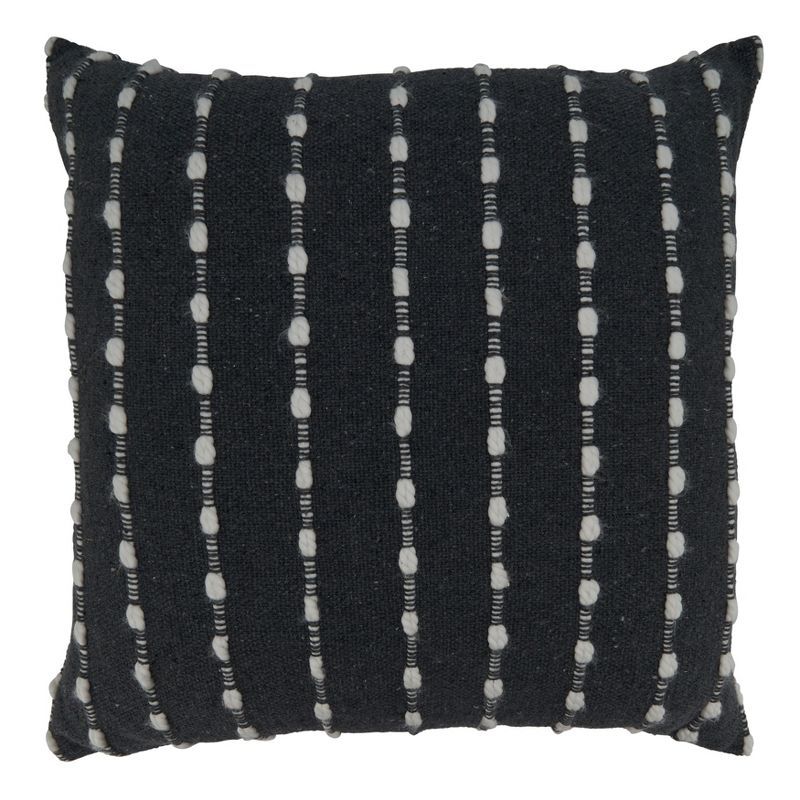 Black and White Striped Cotton Decorative Pillow Cover