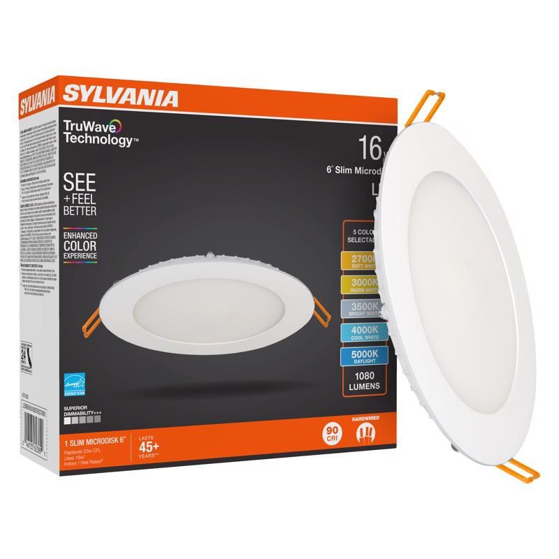 Sylvania TruWave White 6" LED Canless Recessed Downlight