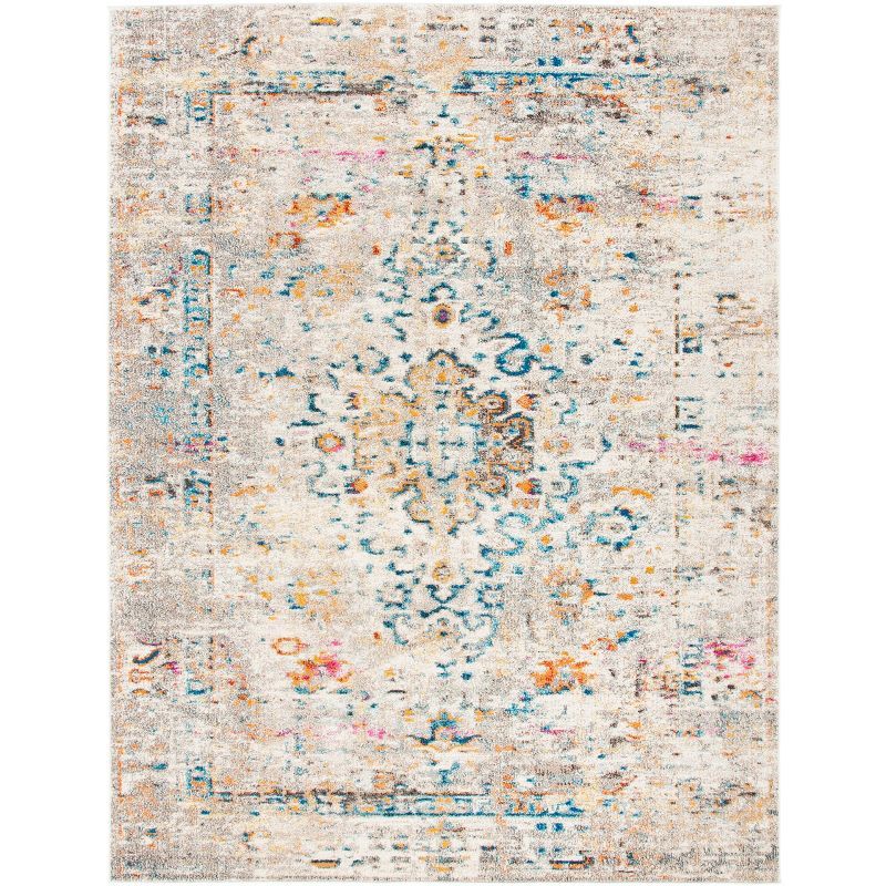 Gray and Gold Distressed Medallion 8' x 10' Area Rug