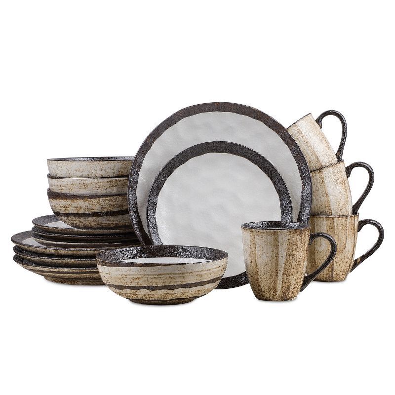 Stone Lain Lucy Beige Porcelain 16-Piece Dinnerware Set