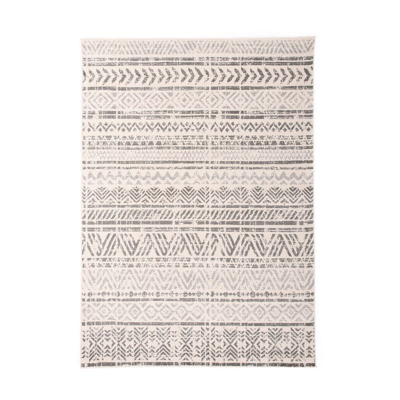 Gray Geometric 10' x 14' Reversible Synthetic Area Rug