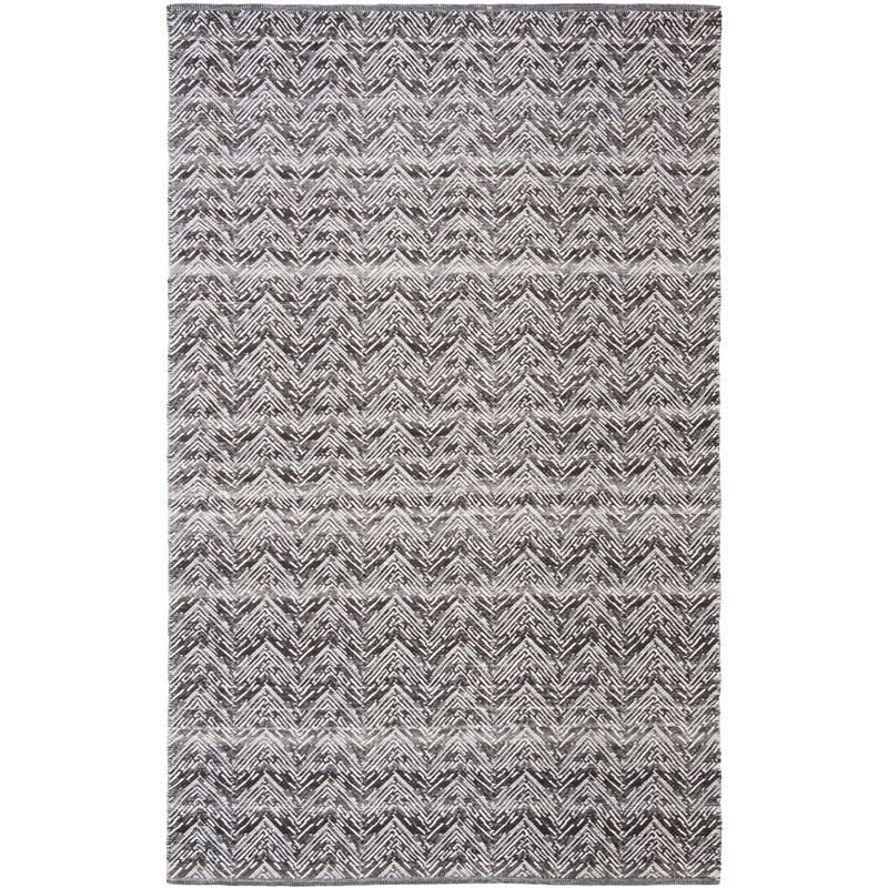 Handmade Brown and Charcoal Wool Flat Woven Area Rug, 5' x 8'