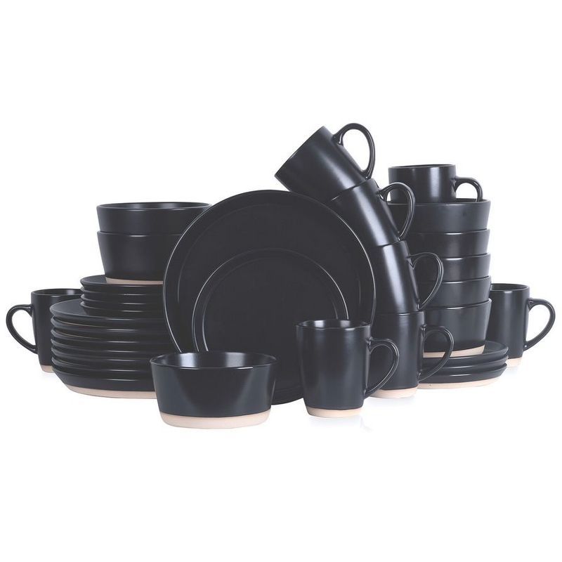 Black Ceramic 32-Piece Dinnerware Set, Service for 8