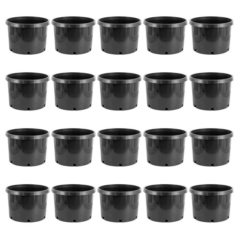 Black 10 Gallon Durable Plastic Garden Nursery Pots Set