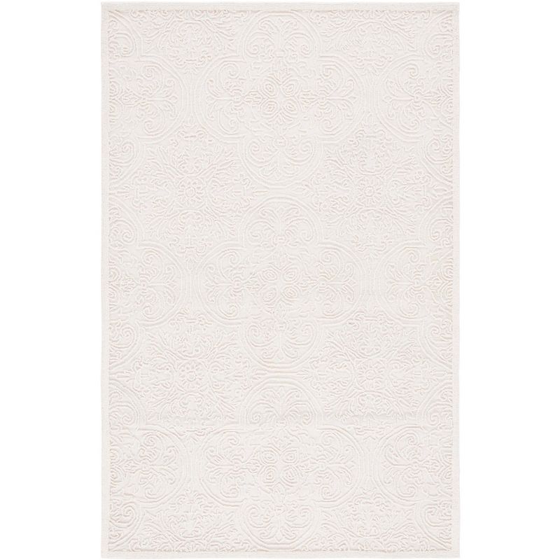 Ivory Hand-Tufted Wool Reversible Area Rug, 5' x 8'