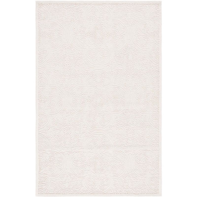 Ivory Hand-Tufted Wool Reversible Area Rug, 5' x 8'