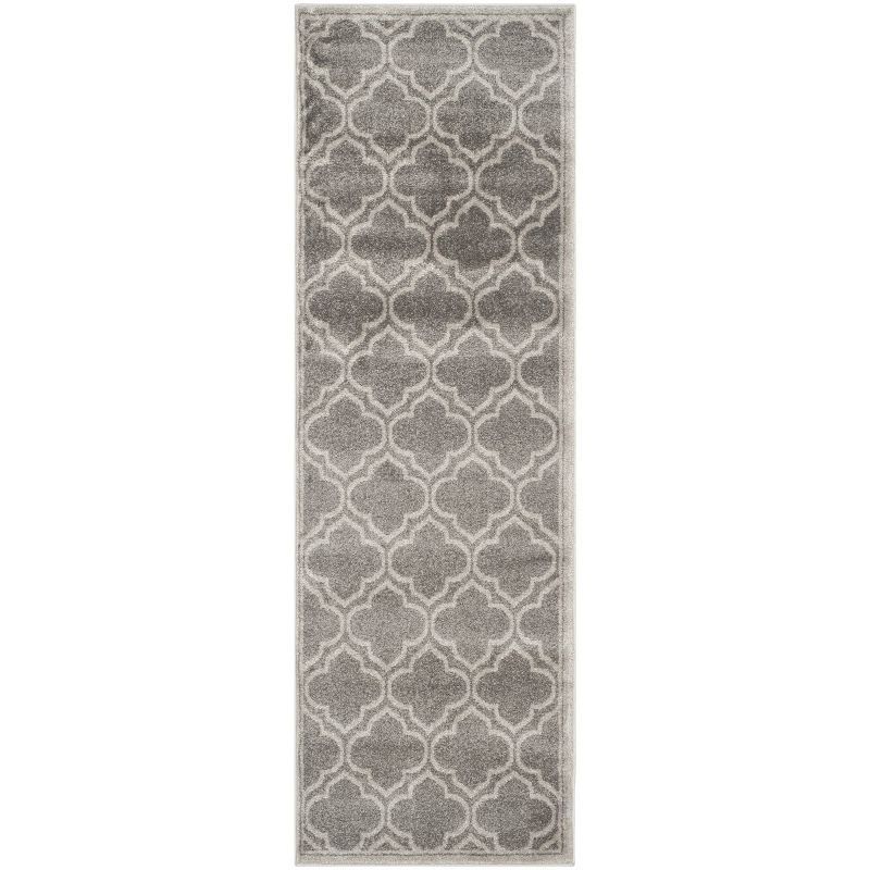 Light Grey and Ivory Geometric Synthetic Area Rug