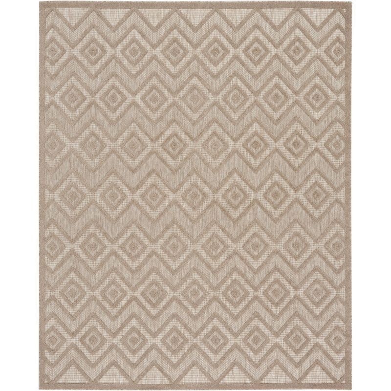 Natural Beige Diamond Flatweave 8' x 10' Indoor Outdoor Rug