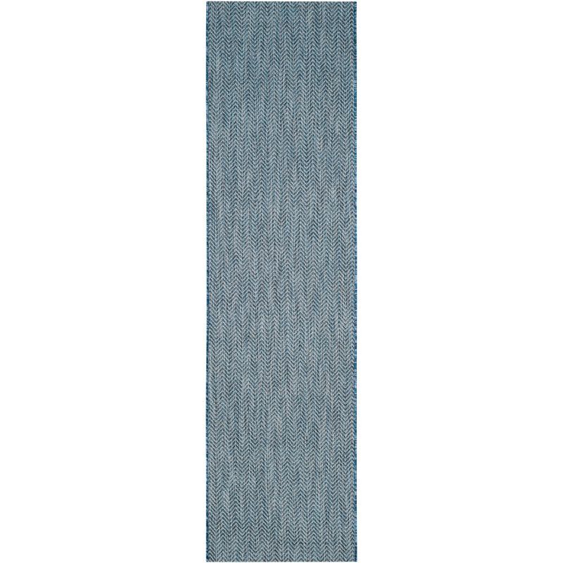 Navy and Grey Rectangular Synthetic Easy-Care Area Rug - 27"x6"