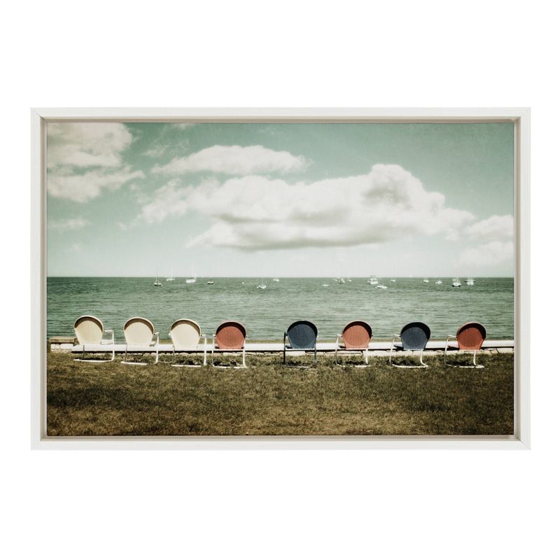 Door County Coastal Framed Canvas Print in White Frame