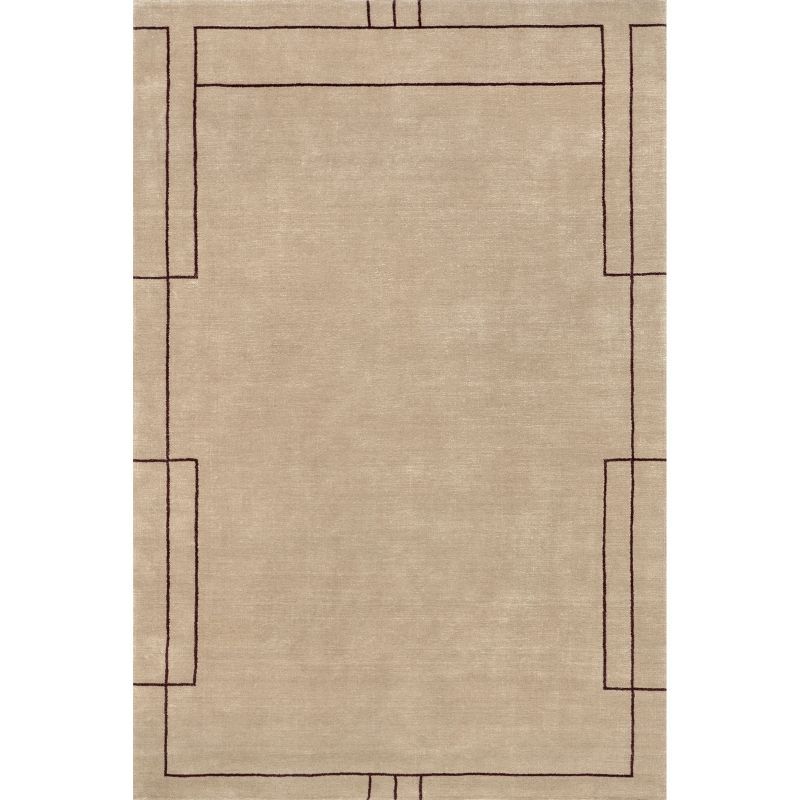 Nile Bordered Beige Wool-Blend Indoor Area Rug