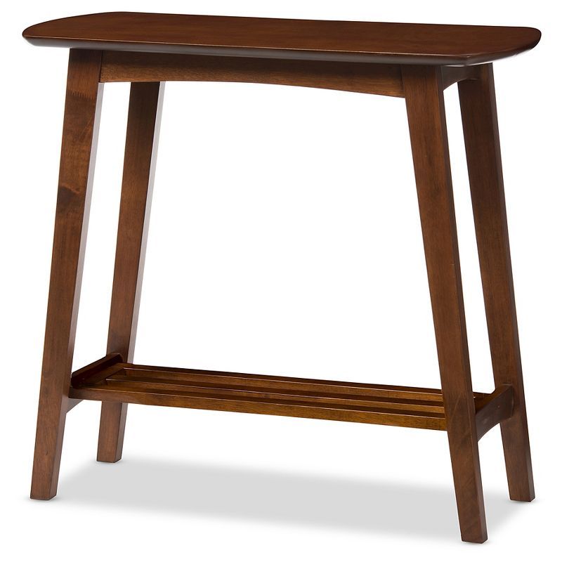 Sacramento Dark Walnut Mid-Century Console Table with Storage Shelf